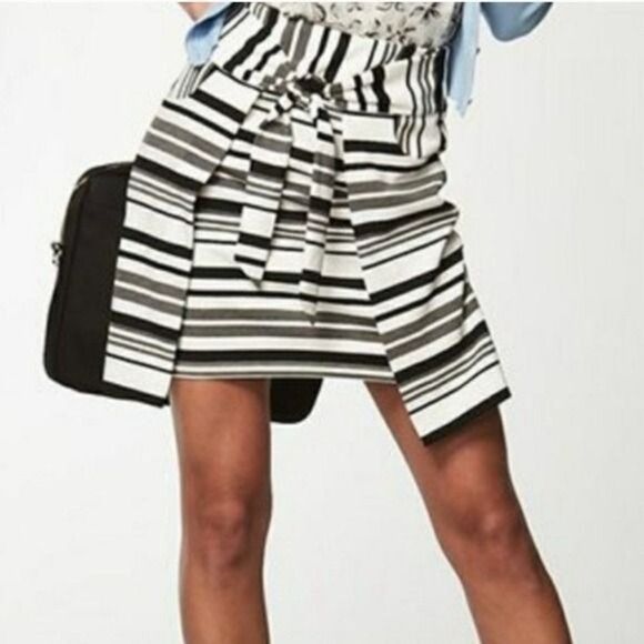 CAbi Dresses & Skirts - CAbi Grandstand Ponte Knit Stripe Black White Skirt Small